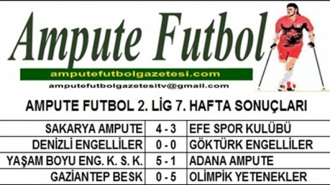 2. LİG 7. HAFTA SONUÇLARI