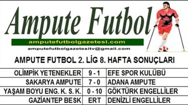 2. LİG 8. HAFTA SONUÇLARI