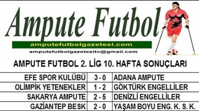 2. LİG 10. HAFTA SONUÇLARI