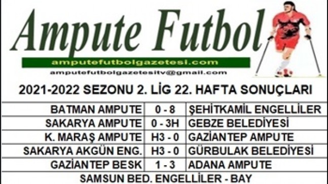2021-2022 SEZONU 2. LİG 22. HAFTA SONUÇLARI