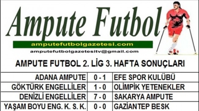 2. LİG 3. HAFTA MAÇ SONUÇLARI