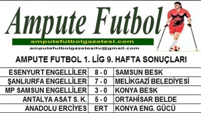 1. LİG 9. HAFTA MAÇ SONUÇLARI