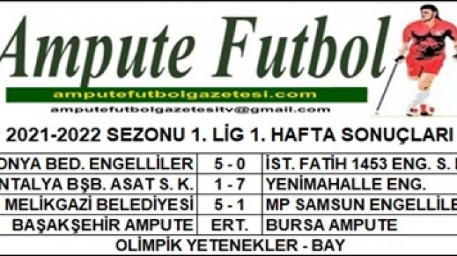 2021-2022 SEZONU 1. LİG 1. HAFTA SONUÇLARI