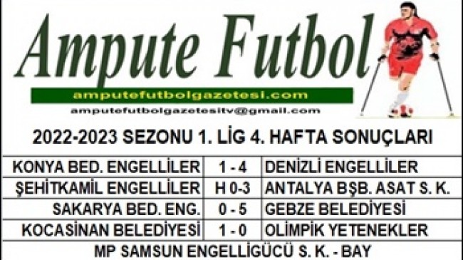 2022-2023 SEZONU 1. LİG 4. HAFTA SONUÇLARI