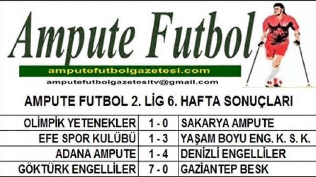 2. LİG 6. HAFTA SONUÇLARI