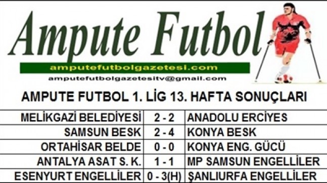 1. LİG 13. HAFTA MAÇ SONUÇLARI