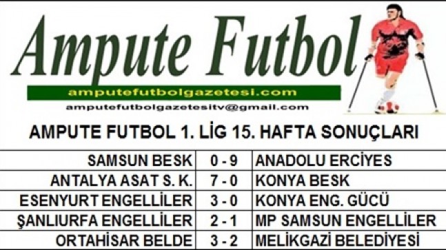 1. LİG 15. HAFTA SONUÇLARI