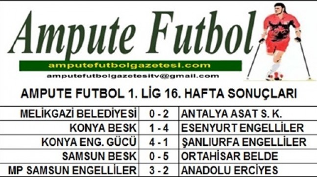 1. LİG 16. HAFTA SONUÇLARI
