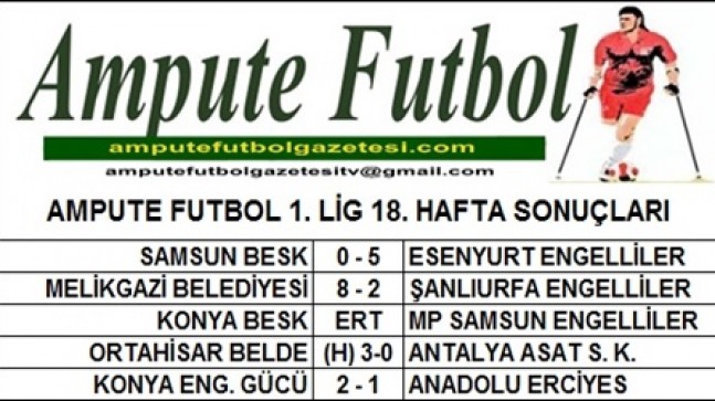 1. LİG 18 HAFTA SONUÇLARI