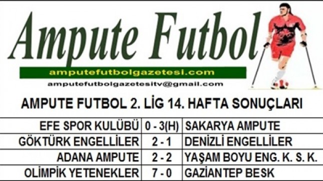 2. LİG 14. HAFTA MAÇ SONUÇLARI