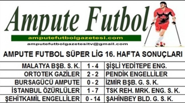 SÜPER LİG 16. HAFTA MAÇ SONUÇLARI
