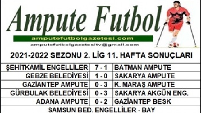 2021-2022 SEZONU 2. LİG 11. HAFTA SONUÇLARI