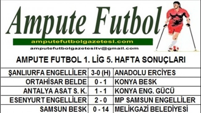 1. LİG 5. HAFTA MAÇ SONUÇLARI