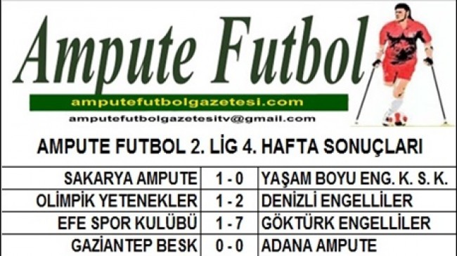 2. LİG 4. HAFTA SONUÇLARI
