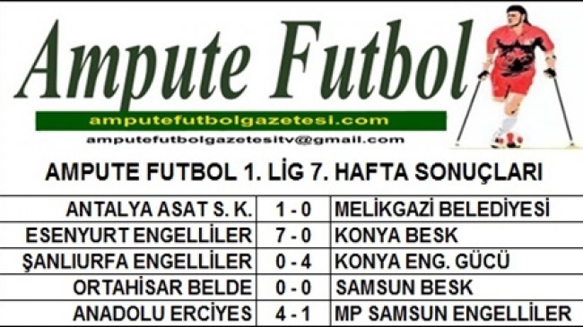 1. LİG 7. HAFTA MAÇ SONUÇLARI