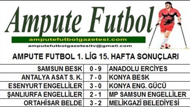 1. LİG 15. HAFTA SONUÇLARI