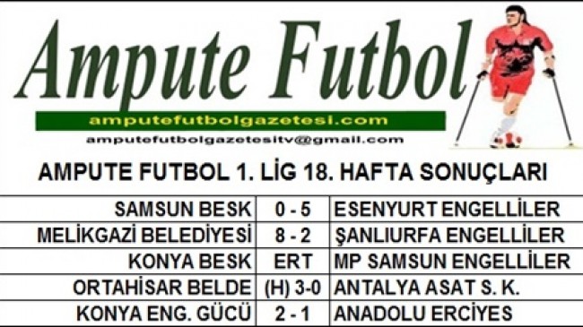 1. LİG 18 HAFTA SONUÇLARI