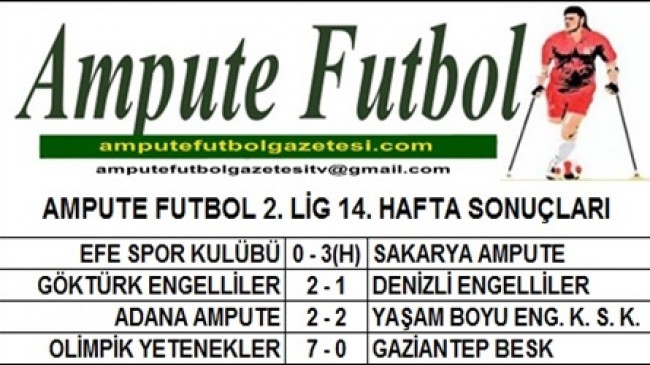 2. LİG 14. HAFTA MAÇ SONUÇLARI