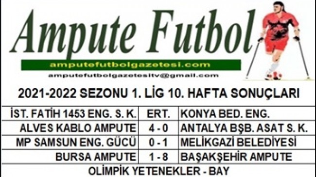 2021-2022 SEZONU 1. LİG 10. HAFTA SONUÇLARI
