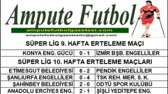 9. VE 10. HAFTA ERTELEME MAÇLARI