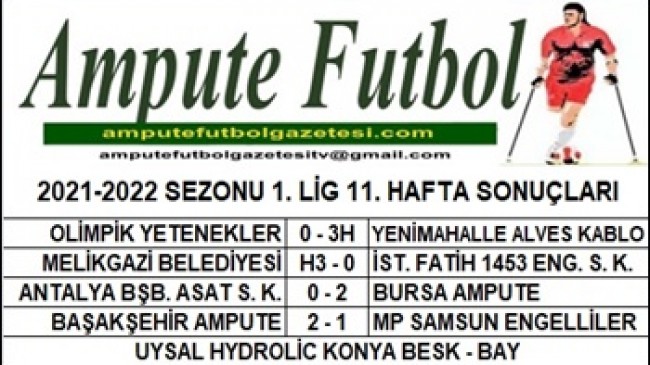 2021-2022 SEZONU 1. LİG 11. HAFTA SONUÇLARI