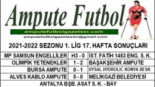 2021-2022 SEZONU 1. LİG 17. HAFTA SONUÇLARI