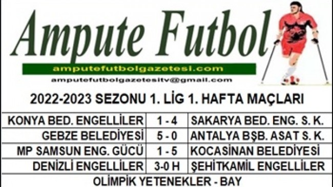 2022-2023 SEZONU 1. LİG 1. HAFTA SONUÇLARI