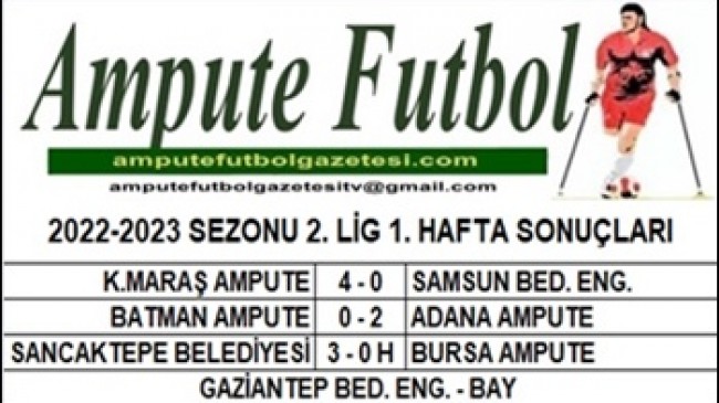 2022-2023 SEZONU 2. LİG 1. HAFTA SONUÇLARI