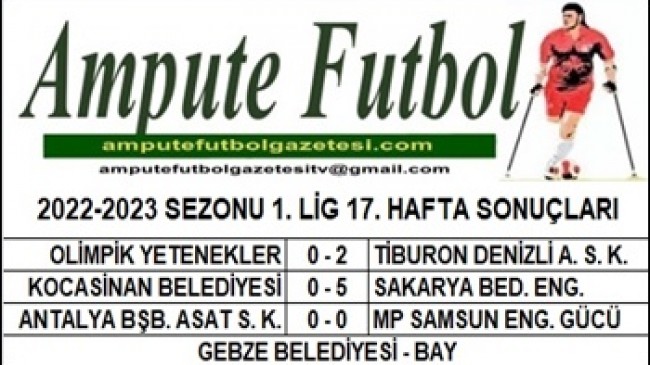 2022-2023 SEZONU 1. LİG 17. HAFTA SONUÇLARI