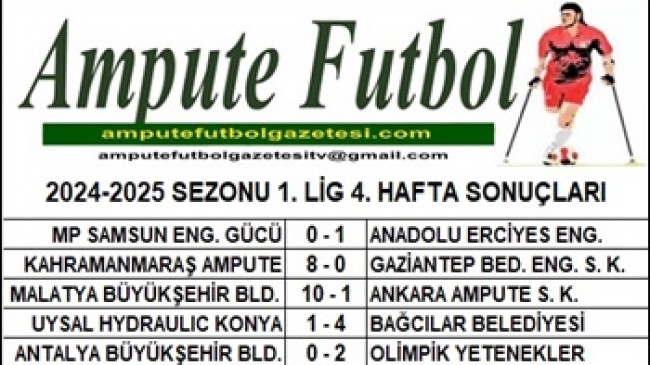 2024-2025 SEZONU 1. LİG 4. HAFTA SONUÇLARI
