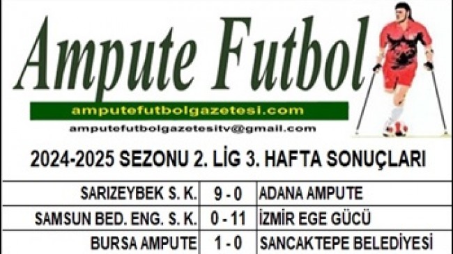 2024-2025 SEZONU 2. LİG 3. HAFTA SONUÇLARI